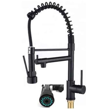 Imagem de Torneira Gourmet Cozinha Luxo Aerador Dois Jatos Monocomando Misturador Agua Fria Quente Area Mesa Cuba Pia Bancada Sofisticado Area Externa