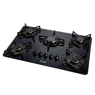 Imagem de Fogão Cooktop Pop 5 Bocas Acendimento Automático Braslar Preto Bivolt