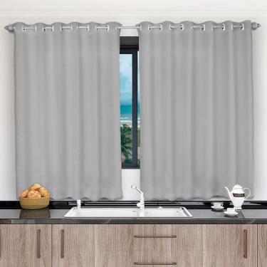 Imagem de Cortina 2,00x1,20 Janela Sala Quarto Cozinha Tecido Liso Cor:cinza
