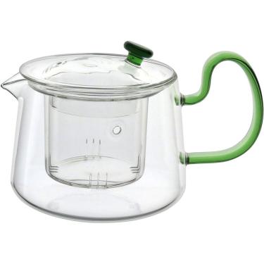 Imagem de Chaleira Com Infusor Home&co Alça Verde Borossilicato 500ml 10x16x16cm Transparente