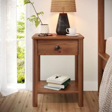 Imagem de Mesa de Cabeceira Quarto Madeira 1 Gaveta Moderna Apoana Castanho