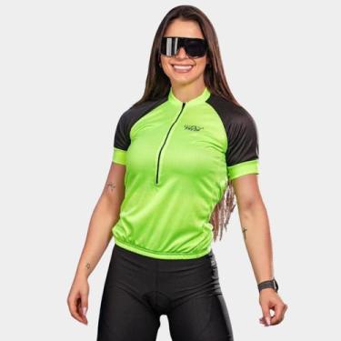 Imagem de Conjunto de Ciclismo Feminino - Camisa Way Fresh Verde Limão e Bermuda