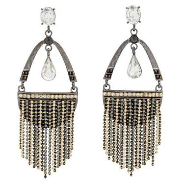 Imagem de Brinco Strass Franja BC3891 - Akasaki, Grafite, Branco