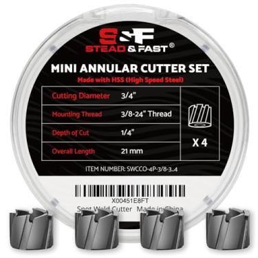 Imagem de S&F STEAD & FAST Kit de cortador de solda por ponto, pacote com 4, haste rosqueada de 1/20.3 cm, profundidade de corte de 1/10.2 cm, diâmetro de corte, broca de solda de ponto de aço de alta