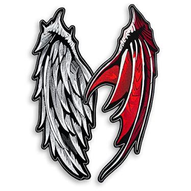 Imagem de EMBROVERSE Patch traseiro grande de asas de anjo e demônio – acessório de cosplay de Halloween – bordado a ferro – 32,8 x 45,7 cm