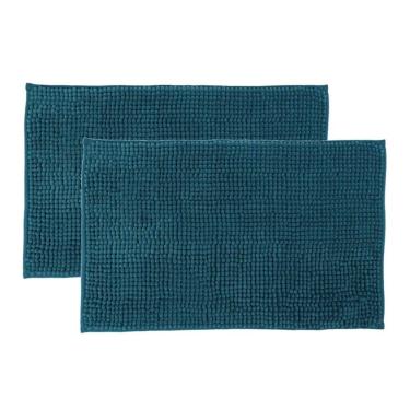 Imagem de Kit 2 Tapetes Banheiro Antiderrapante Azul Claro 58x38cm