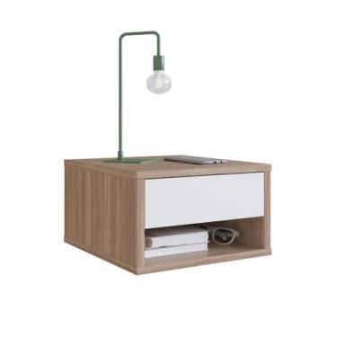 Imagem de Mesa de Cabeceira Suspensa 1 Gaveta Slim B87 Emovell, Montana/Branco