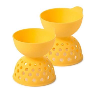 Imagem de Conjunto de 2 Acessórios para Ovo Poché em Silicone 10cm OXO Amarelo