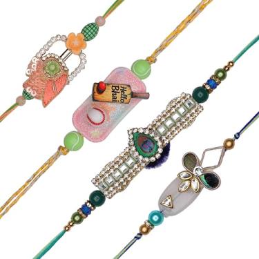 Imagem de Conjunto de 4 pulseiras de fio Rakhi para irmão para Bhai Bhabhi Bhaiya veera Raksha Bandhan Dora Conjunto de pulseiras com pacote de vale-presente Rakhi para irmão irmã indiano tradicional festival