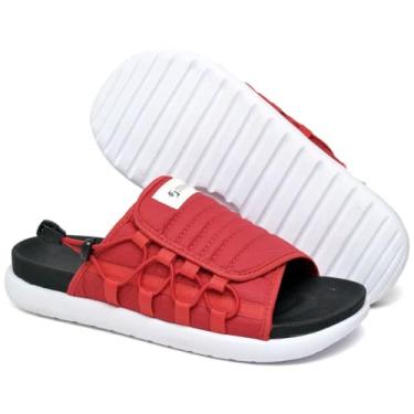 Imagem de Chinelo Slide Masculino com Solado Branco Confortável, Estiloso e Antiderrapante (Vermelho, BR, Adulto, Numérico, 43)