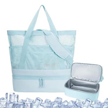 Imagem de Sacos de Praia,Leve Saco de Praia - Impermeável Reutilizável Grande Saco De Malha Organizador De Brinquedos Para Armazenamento Viagens Crianças Verão Família E Campismo
