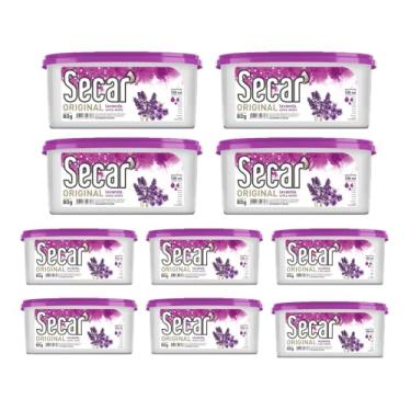 Imagem de Kit 10 Secar Original Antimofo 80g Evita Mofo Desumidificador Umidade Ambiente Úmido Mofo Fungos Odor Bolor Aparelhos Fotográficos Guarda Roupa Gaveta Cômoda (Lavanda)