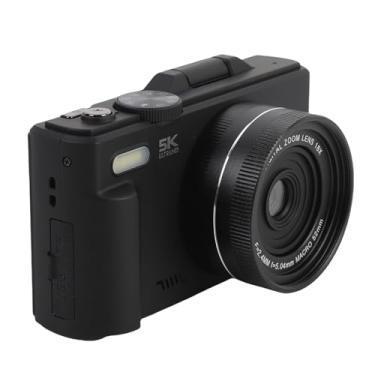 Imagem de Jiawu Câmera Digital, Câmera de Vlog UHD 5K com Foco Automático, Zoom Digital de 75MP e 18X, Tela Flip de 3 polegadas, com Flash para Fotografia e Vídeo, para Adolescentes e Adultos (Preto)