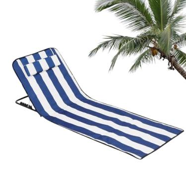 Imagem de Espreguiçadeira de Praia - Espreguiçadeira De Praia - Com Apoio De Cabeça Encosto Tapete De Bronzeamento 160x52x38 cm Para Piscina Campismo Beira-Mar Jardim Família Quintal
