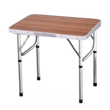 Imagem de Mesa Dobrável Portátil 3 Tamanhos Vira Maleta para Picnic Com Alça Opção com Bancos (MARROM,Mesa Portátil 60x45cm)