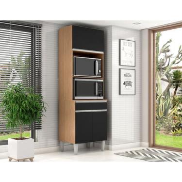 Imagem de Paneleiro Torre Quente Andreia Ajl Móveis - Amêndoa/Preto