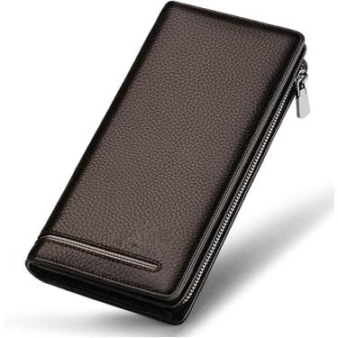 Imagem de Carteira Masculina Titular Do Cartão Longo Bolsa Masculina Com Zíper Carteira De Couro De Couro De Grande Capacidade Para Homens, A, One Size