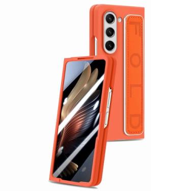 Imagem de HAOMRIYL Capa ultrafina para Samsung Galaxy Z Fold 7, capa leve de luxo para negócios, proteção à prova de choque, capa dobrável para PC, laranja, ZFOLD 7