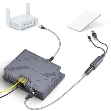 Imagem de XLTTYWL Starlink Mini Poe Injetor, 150 W 2 em 1 GigE Passivo e Proteção ESD Star Link 12 V Kit de conversão com adaptador divisor StarLink DC e RJ45 DC 9-36V/150W para Starlink Mini Dishy