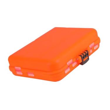 Imagem de Generic Caixa pequena rígida para equipamentos de pesca, ferramentas de pesca, à prova d'água, divisórias ajustáveis, bandejas de armazenamento, caixa, Laranja