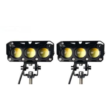 Imagem de Par Farol Milha Moto Led Auxiliar 120W 12000LM Neblina Lampada Lente Auxiliar Três Lentes Luz De Cor Dupla