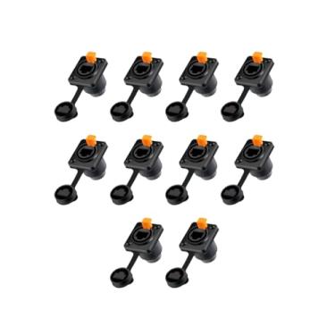 Imagem de 10 un Conector Ethercon Rj45 Keystone Ip65 Rede Fêmea Duplo Painel de Led Emenda Tomada Rack - PRETO
