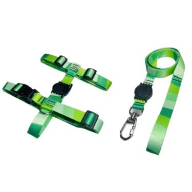 Imagem de Coleira Peitoral H Anti Puxão e Guia 1,10m para Cachorro Varias Estampas(Verde,G)