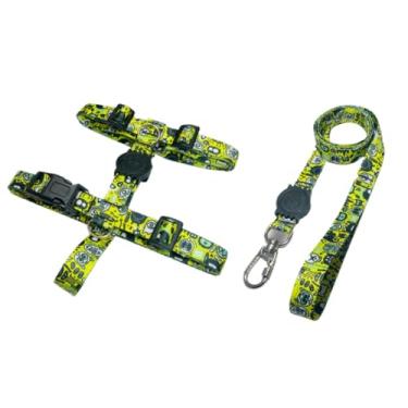 Imagem de Coleira Peitoral H Anti Puxão e Guia 1,10m para Cachorro Varias Estampas(Monstrinhos,P)
