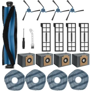 Imagem de Kit de substituição de 19 peças de acessórios para aspirador robótico e limpador de esfregão Eufy X10 Pro, 1 escova principal, 4 escovas laterais, 4 filtros Hepa, 4 sacos de poeira, 4 panos de