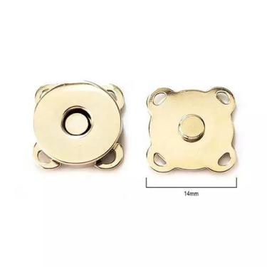 Imagem de Kit 50 Botões Imantado Magnético Fecho cor Dourado 14mm Imã - BERTO IM
