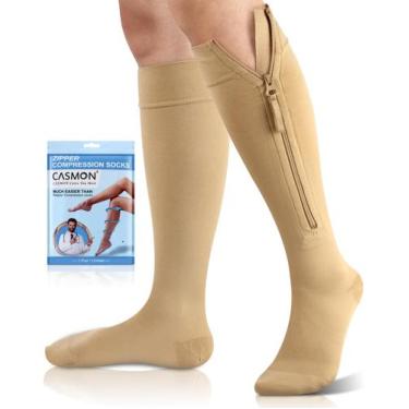 Imagem de Meias de compressão CASMON Zipper 15-20mmHg para mulheres e homens