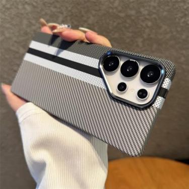 Imagem de Capa de celular com carregamento sem fio de fibra de carbono para Samsung Galaxy S25 Ultra, S24 Plus, S23, lente de liga, capa rígida de PC, C, para Galaxy S25 Plus