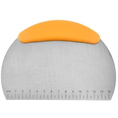 Imagem de Cortador Pizza Manual Espatula Misturador Massas Paes Tortas Verdura Em Inox Com Regua Medidas