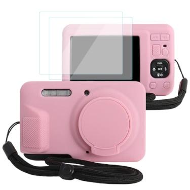 Imagem de VOVMOEYA Capa de câmera para Kodak PIXPRO FZ55 com 2 protetores de tela e 1 alça de mão, silicone, leve e protetora macia