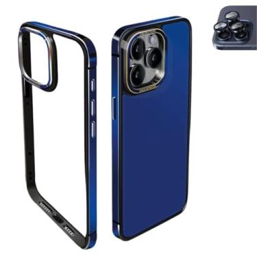 Imagem de Capa Case Bumper Borda Metalizada Com Proteção de Câmera e Lentes Compatível Com iPhone 15 Pro Max (Titânio Azul)