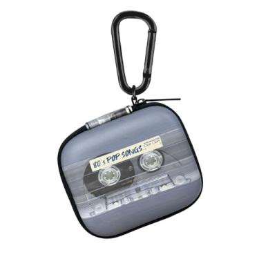 Imagem de WIRESTER Estojo Portátil Para Fones De Ouvido, Bolsa Armazenamento Suporte Ouvido Com Mosquetão, Compatível Sem Fio Bluetooth Da Raycon Fitness - Fita Cassete Transparente Retrô Músicas Pop