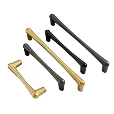 Imagem de CXYFQUUK Puxadores de armário de cozinha dourados de liga de alumínio maçanetas de gaveta puxadores de porta de guarda-roupa ferragens de móveis 2 peças (areia dourada 96 mm)