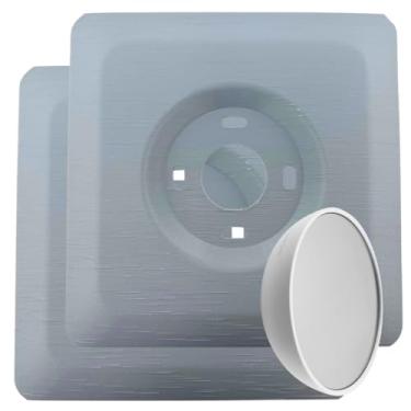 Imagem de 2 placas de parede quadradas cinza Harbor para termostato Google Nest versão 2020 com acabamento de textura