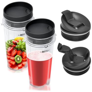 Imagem de Conjunto de Copo 473ml Reposição Copo de serviço Único com Tampa Nutri Série BL770 BL780 BL660 BL740 BL810, WADOY Ninja Cup, Preto