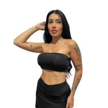 Imagem de Top faixa feminino sutiã  com bojo removível  TB moda fitness, Preto, 