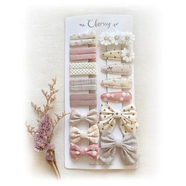 Imagem de Clipes de cabelo Cherssy, pacote com 20, laço floral, 5 cm para bebês 