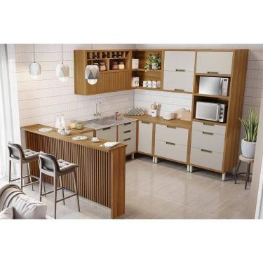 Imagem de Kit Cozinha Modulada 9 Peças Imperatriz (3aéreos+4balcões+1torrequente+1ilha) C9p62 Fre...