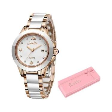 Imagem de Relógio Feminino de Quartzo à Prova d'Água - Design Moderno em Ouro Ro