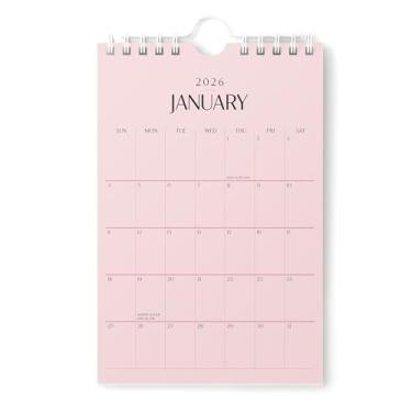 Imagem de Karto Mini calendário de parede 2026 - vertical 15 x 23 cm de janeiro de 2026 a junho de 2027 - pequeno, versátil e fácil de planejar com o calendário mensal de mesa estética - todo rosa