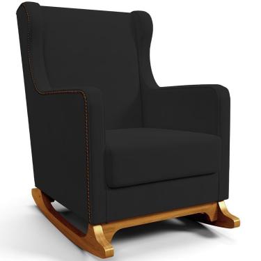 Imagem de Poltrona De Amamentação Com Balanço Mavie L02 Suede Preto - Lyam Decor