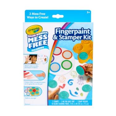 Imagem de Crayola Kit de pintura digital e carimbo Color Wonder sem bagunça, carimbos de safári para crianças, tinta reveladora de cores, atividade infantil, presentes, 3+