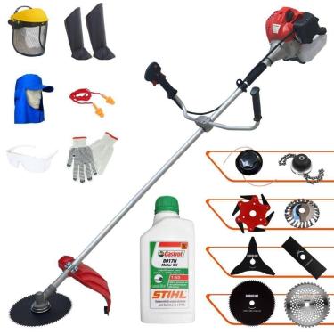 Imagem de Roçadeira Anmax Cg520p + 6 Facas + Escova + Epi + Óleo Stihl
