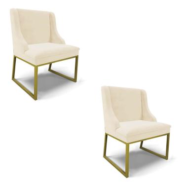 Imagem de Cadeira Sala De Jantar Industrial Dourado Kit 2 Liz Veludo D03 - D'rossi Rose