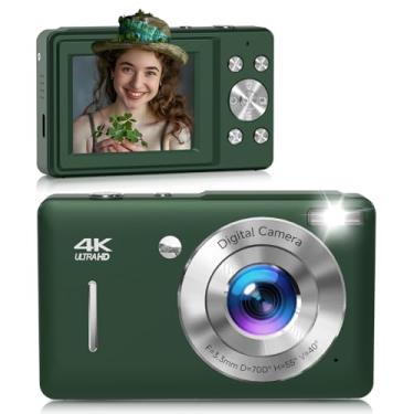 Imagem de Câmera digital, 44 MP FHD 1080P, zoom 16x, cartão SD de 32 GB, câmera compacta para crianças, adolescentes e adultos, verde