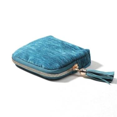 Imagem de Aoerway Conjunto de bolsa de armazenamento de tecido de 5 camadas para joias, brincos, colar, bolsa de armazenamento de pulseira, uma peça, azul